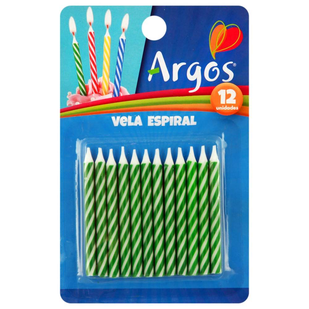 Vela Espiral 24 Unidades Color Aleatorio Argos