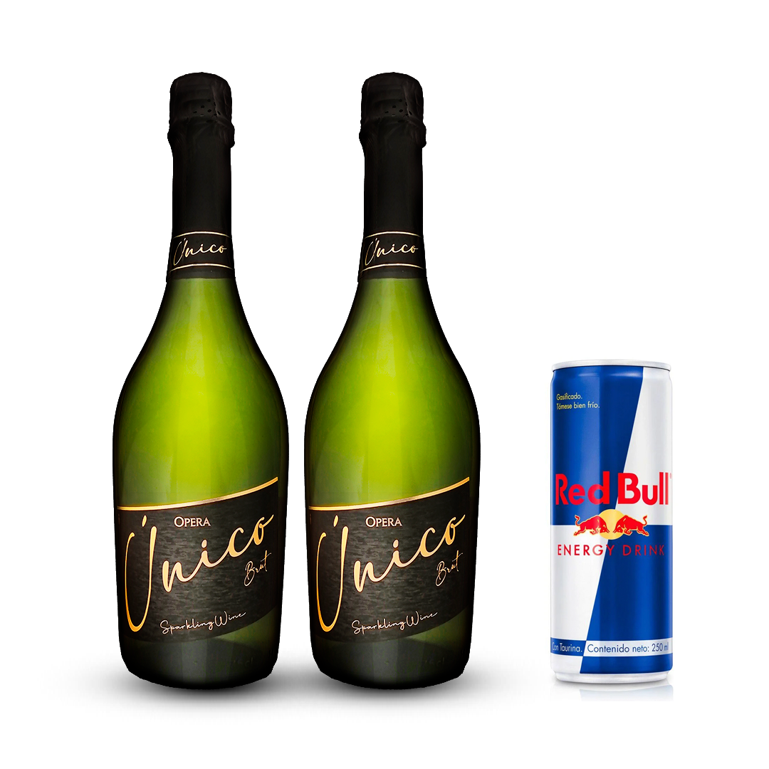 2x Espumante Opera Único Brut 11,5° 750cc + Red Bull 250cc