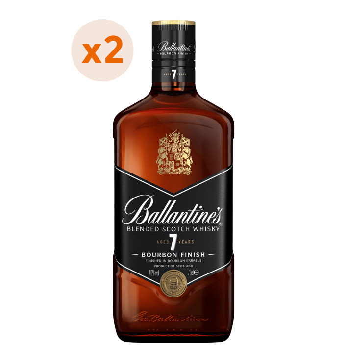 2x Whisky Ballantines Bourbon Finish 7 Años 700cc
