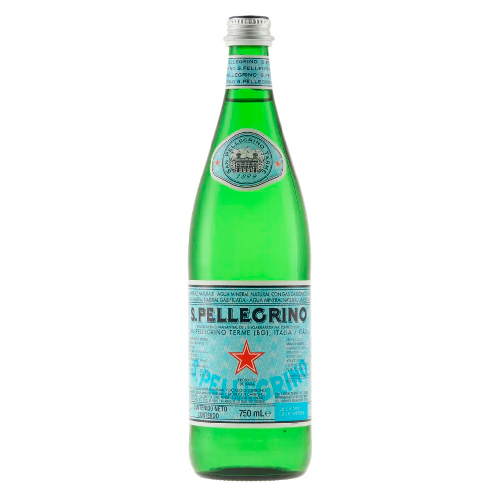 Agua Mineral San Pellegrino con Gas Botella Vidrio 750cc
