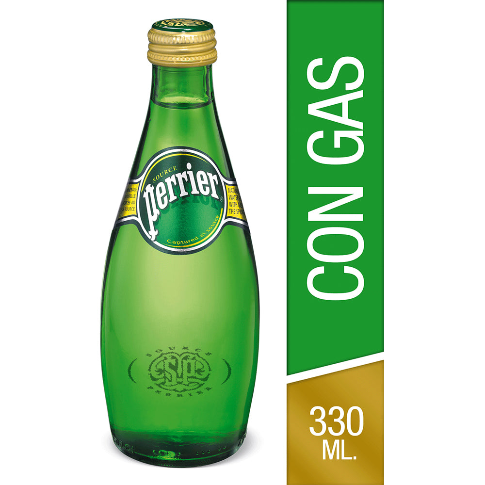 Agua Mineral Perrier con Gas Botella Vidrio 330cc