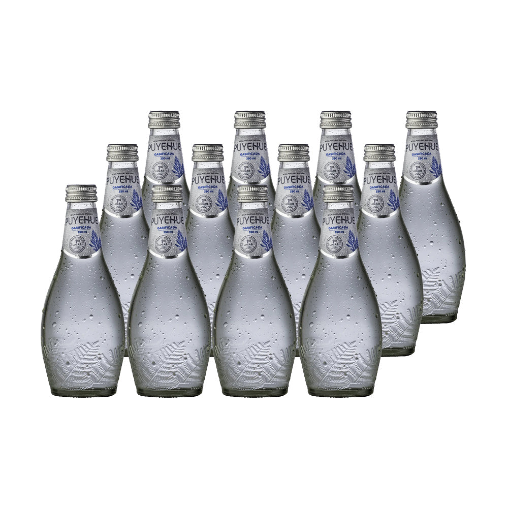 12x Agua Mineral Natural Puyehue con Gas 330cc