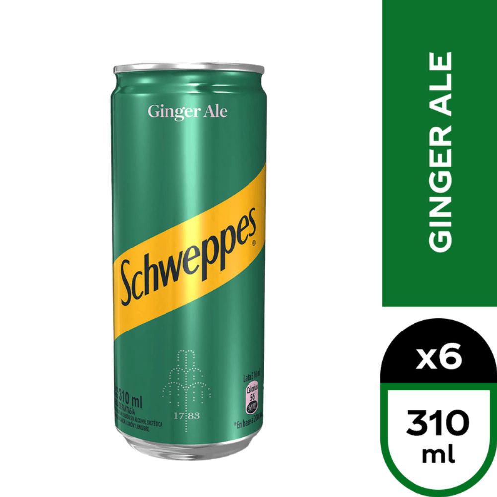 6x Bebida Schweppes Ginger Ale Normal 310cc