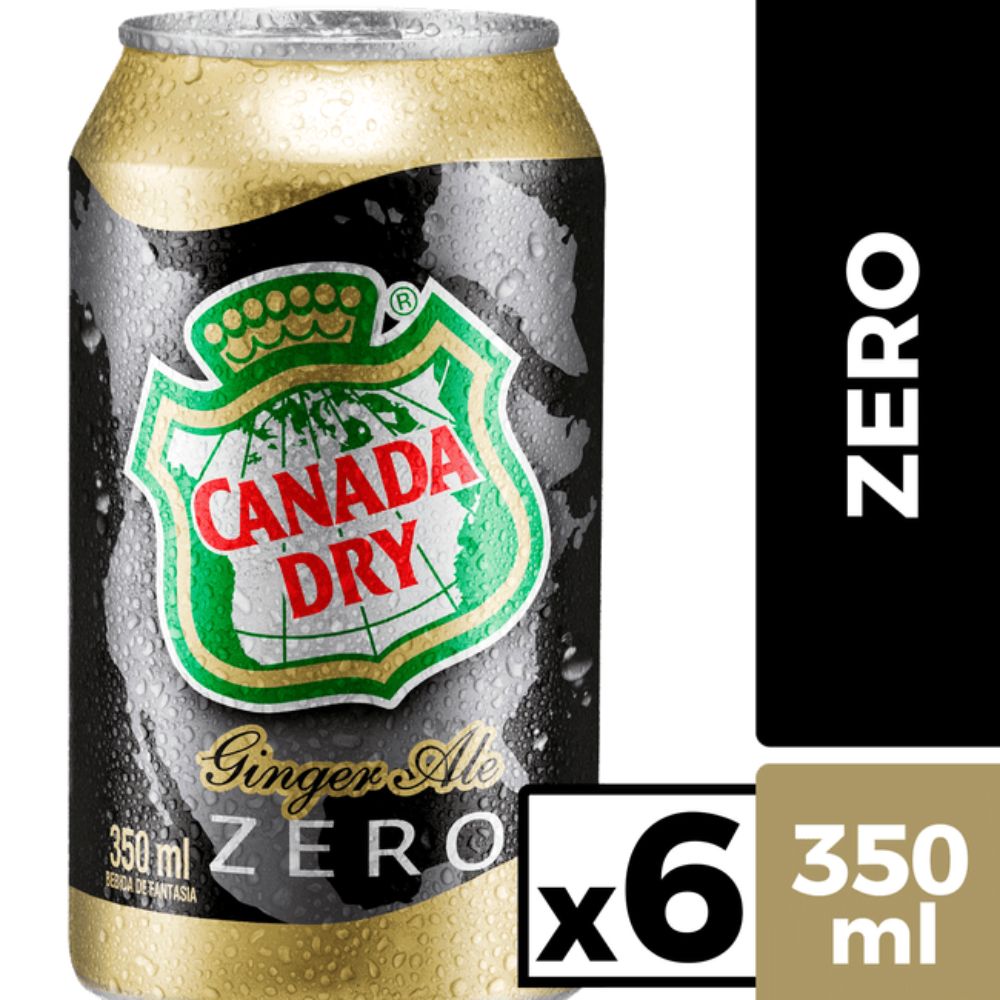 6x Bebida Canada Dry Ginger Ale Zero Lata 350cc