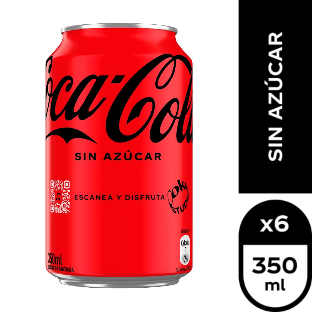 6x Bebida Coca Cola Zero Azúcar Lata 350cc