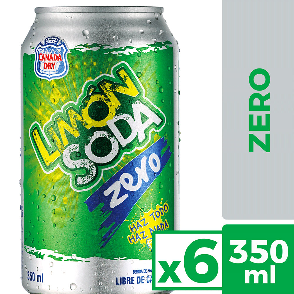 Pack 6x Bebida Limón Soda Zero Lata 350cc