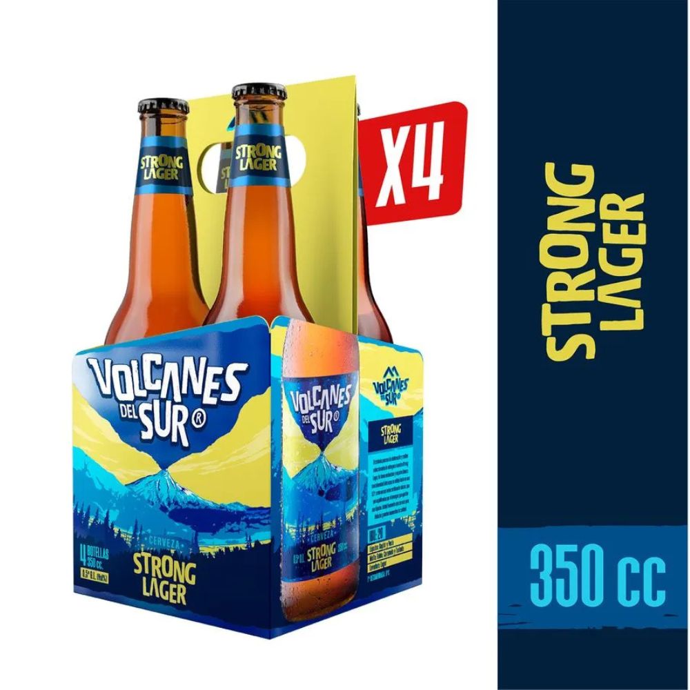 4x Cerveza Volcanes del Sur Strong Lager 350cc