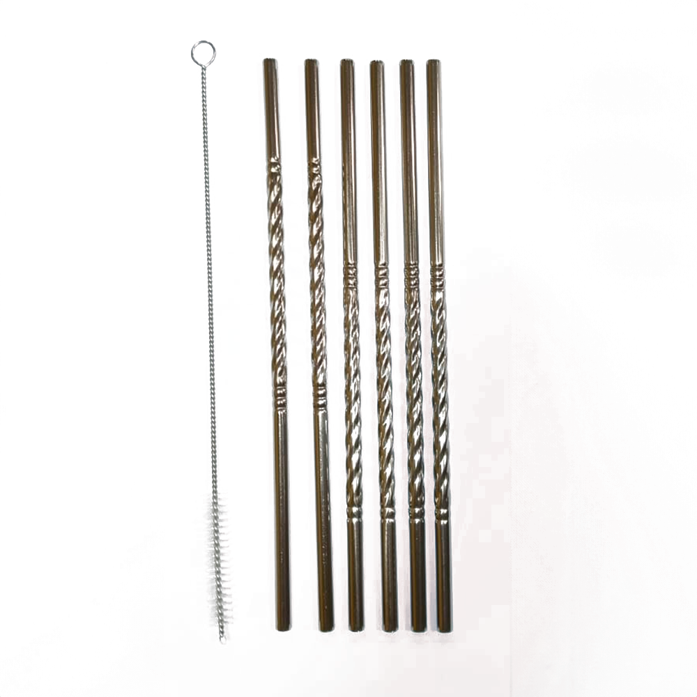 Pack De 6 Bombillas Recta De Metal + Limpiador