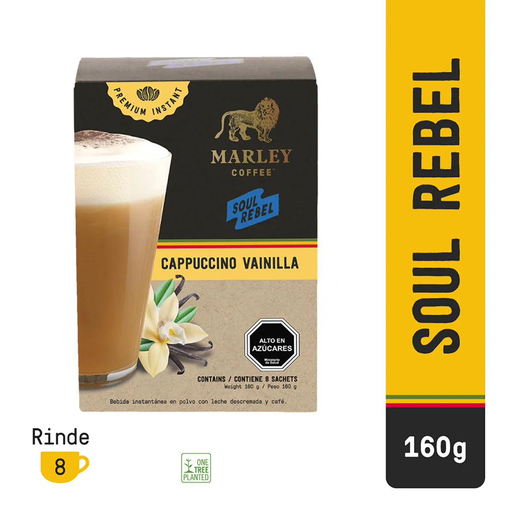 Café Soul Rebel Cappuccino Vainilla 8 Sobres Marley Coffee 160g