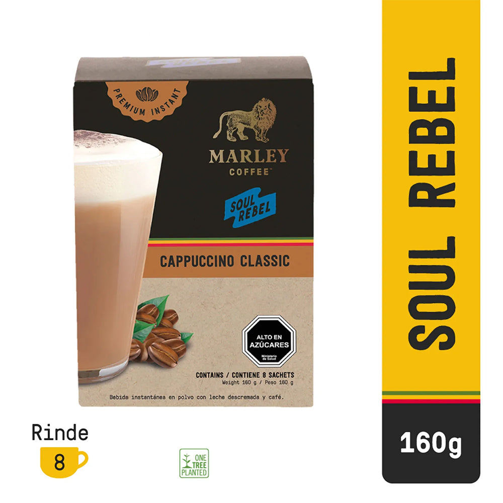 Café Soul Rebel Cappuccino 8 Sobres Marley Coffee 160g