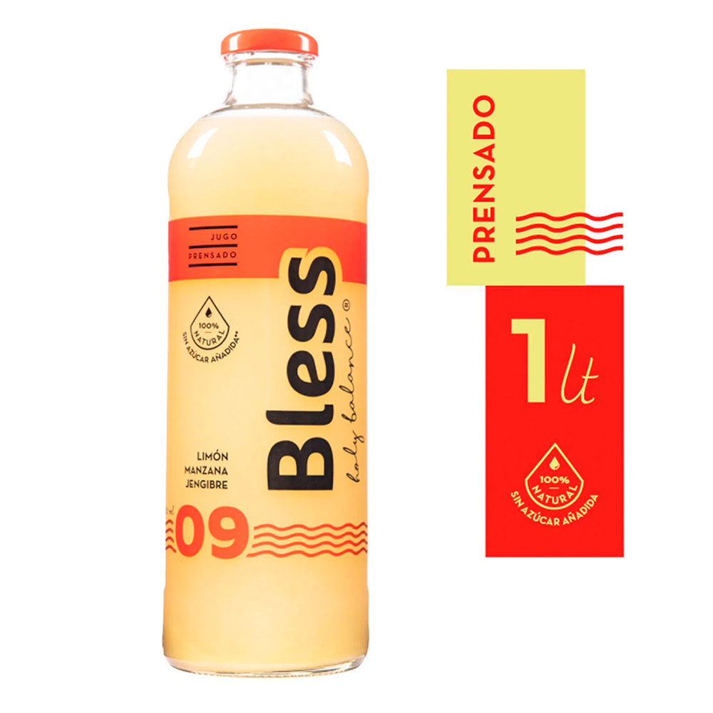 Jugo Prensado Bless 09 Limón Manzana Jengibre 1000cc