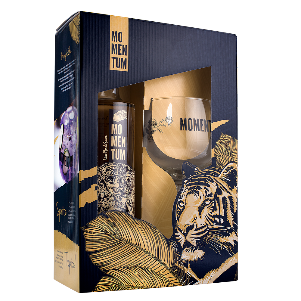 Licor Momentum Midnight Blue 17° 750cc + Copa Momentum