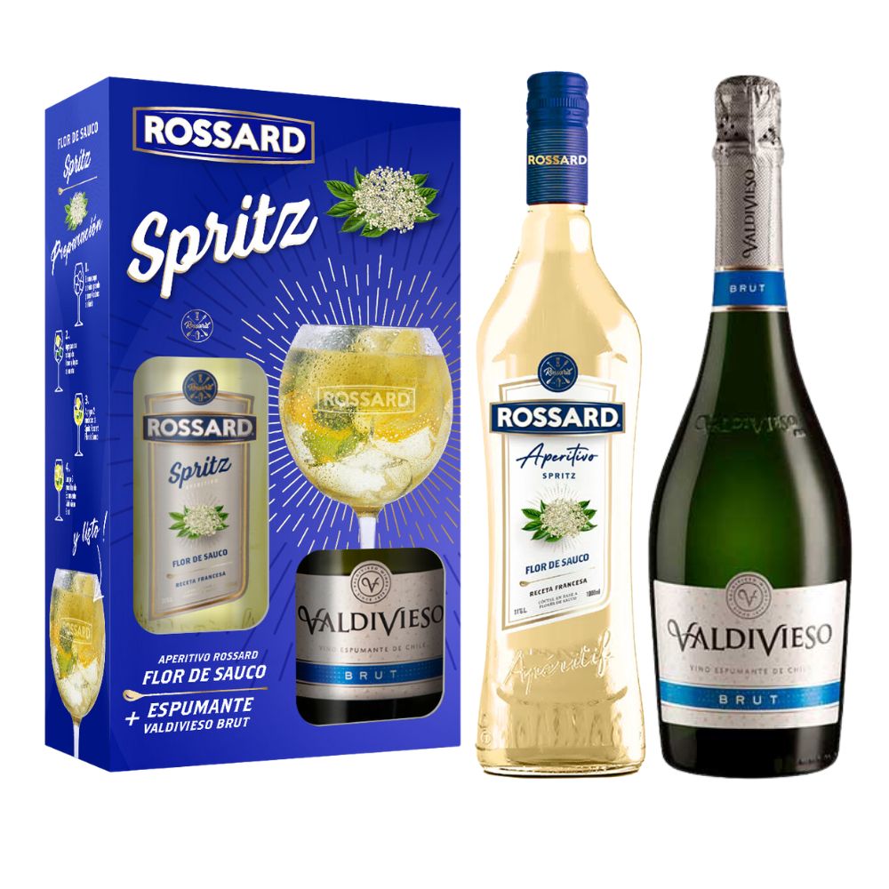 Pack Spritz: Licor Rossard Flor de Sauco 1000cc + Espumante Valdivieso Brut 750cc