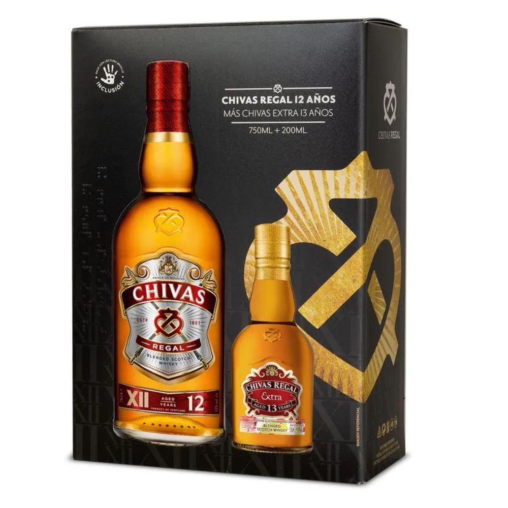 Pack Whisky Chivas Regal 12 años 750cc + Whisky Chivas Extra 13 años 200cc