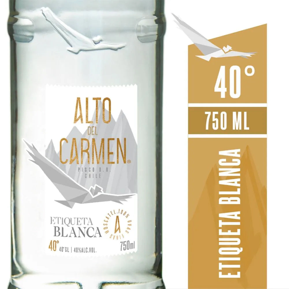 Pisco Alto del Carmen Etiqueta Blanca 40° 750cc