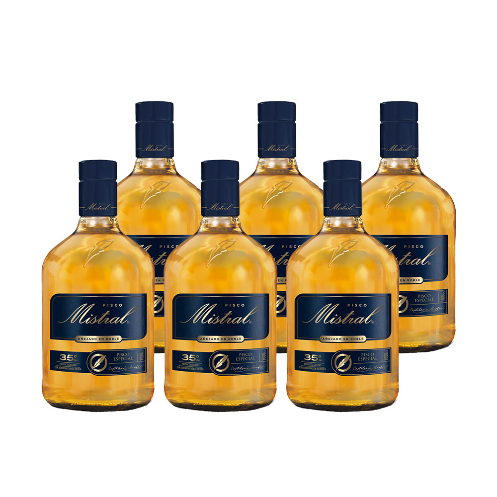 6x Pisco Mistral Añejado En Roble 35º 750cc