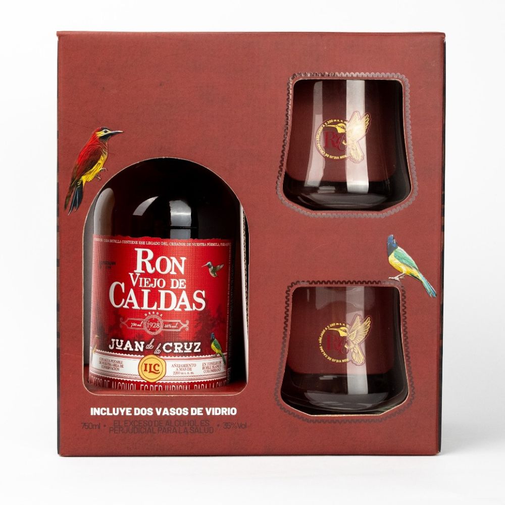 Ron Viejo De Caldas 5 Años Juan De La Cruz 700cc + 2 Vasos de Regalo