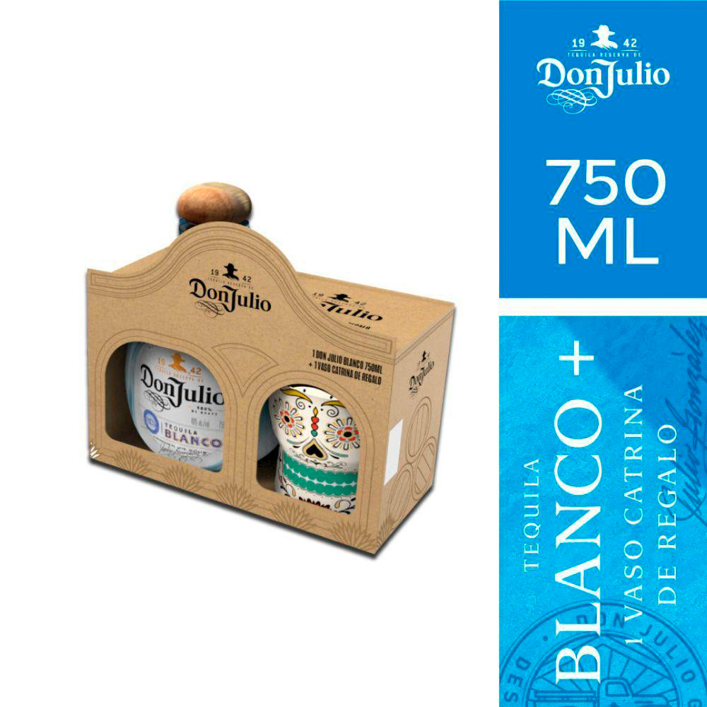 Tequila Don Julio Blanco 750cc + 1 Vaso Catrina