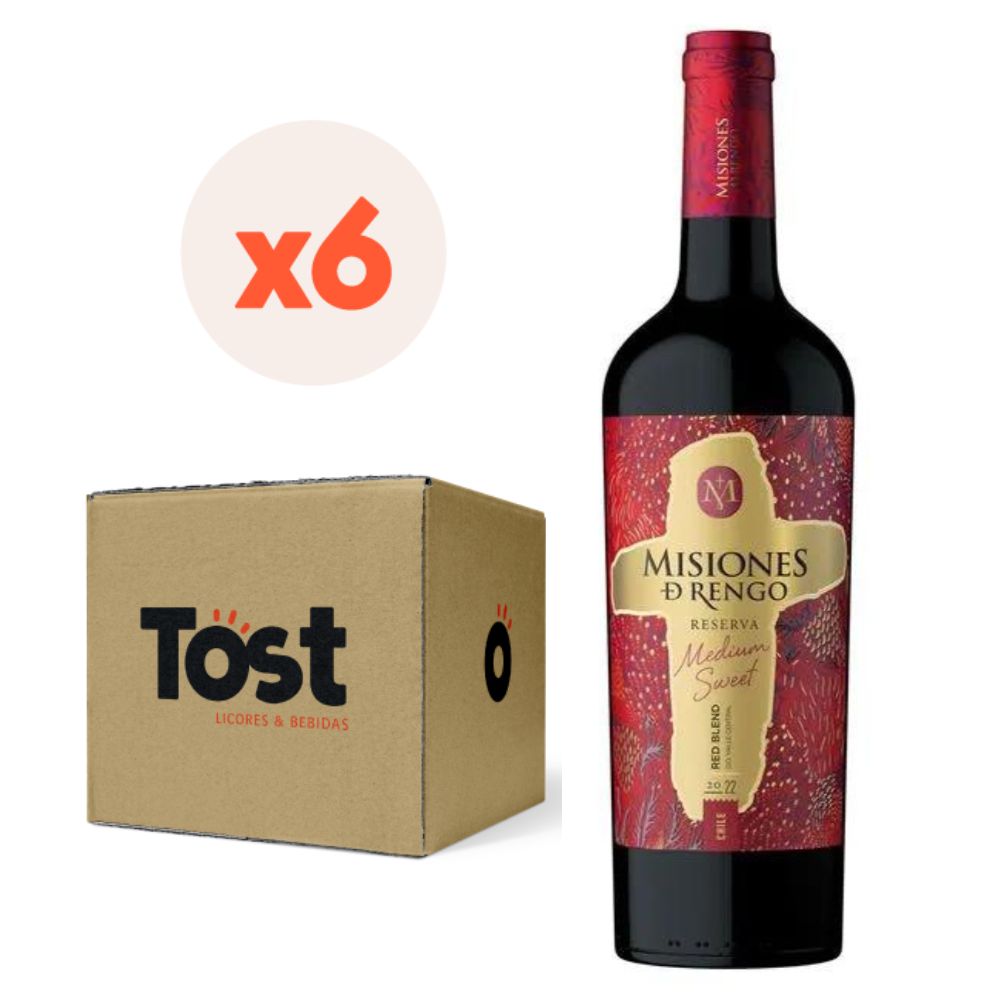 6x Vino Misiones De Rengo Reserva Medium Sweet Cepas 750cc