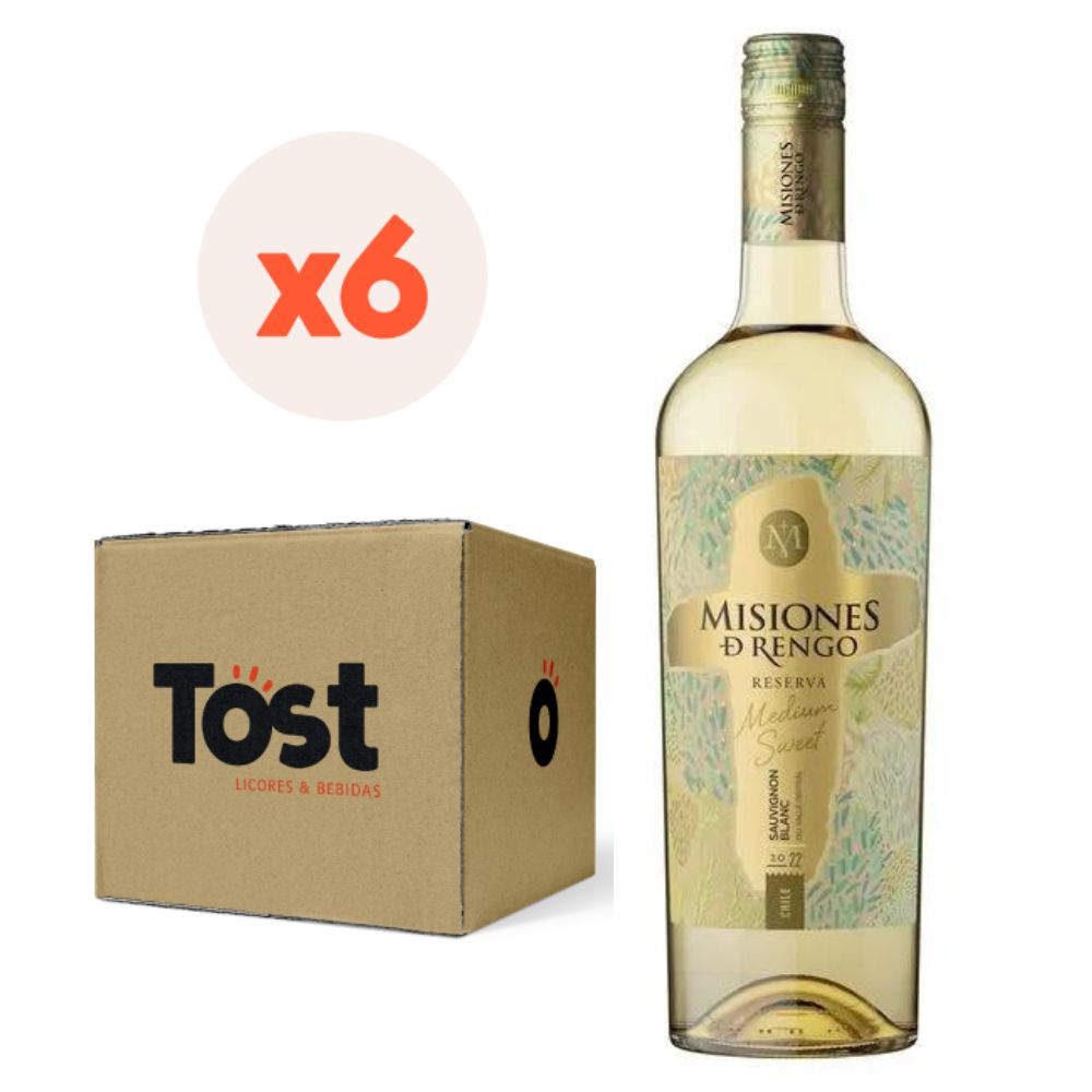 6x Vino Misiones De Rengo Reserva Medium Sweet Cepas 750cc