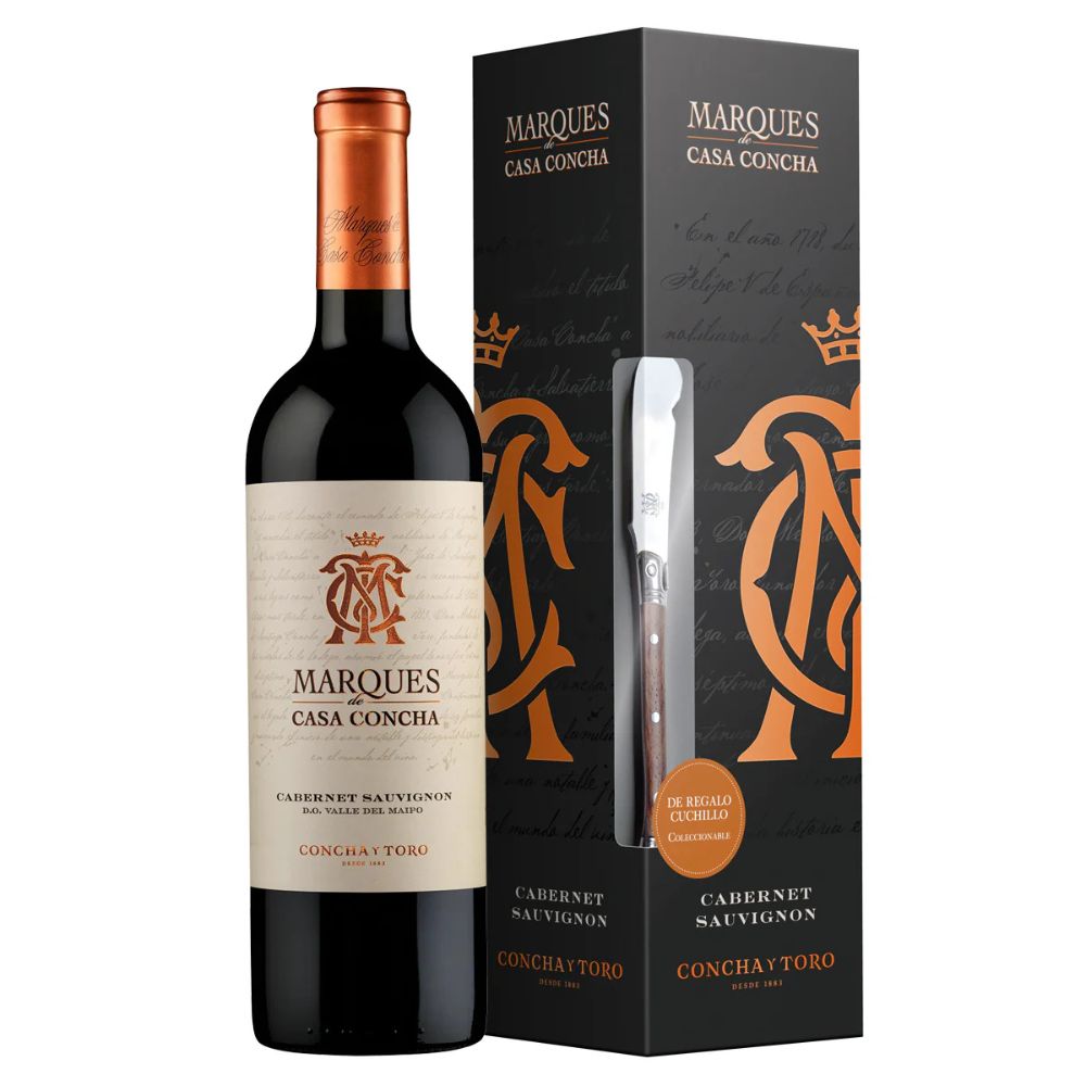 Vino Marques de Casa Concha Cabernet Sauvignon 750cc + Cuchillo Coleccionable de Regalo