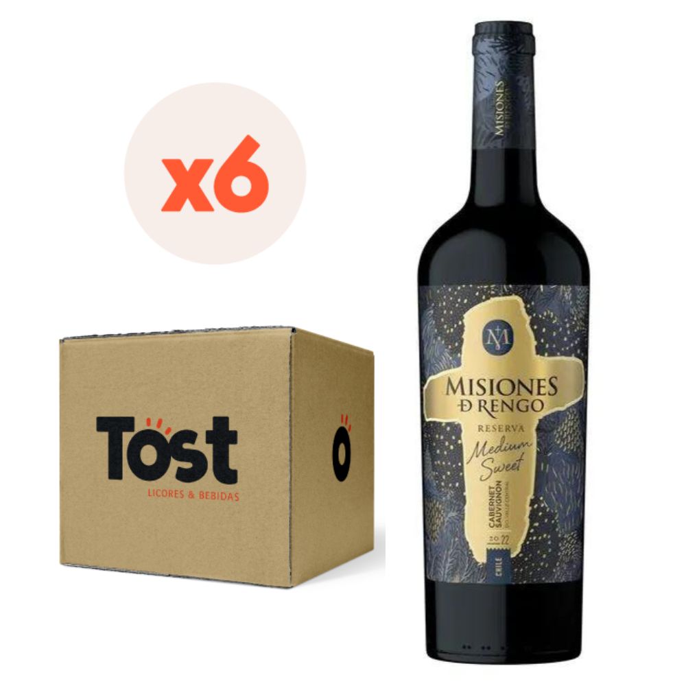 6x Vino Misiones De Rengo Reserva Medium Sweet Cepas 750cc