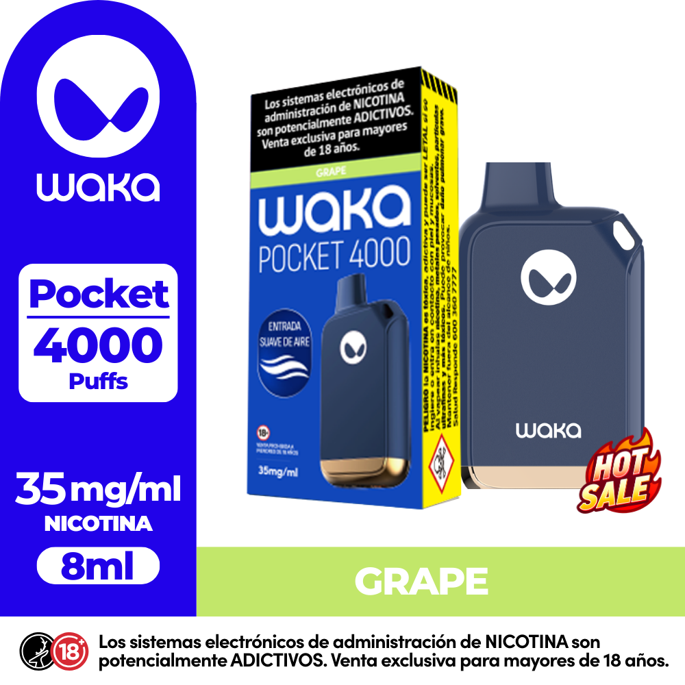 Vaper Waka Pocket Grape 4000 Puff-3.5%