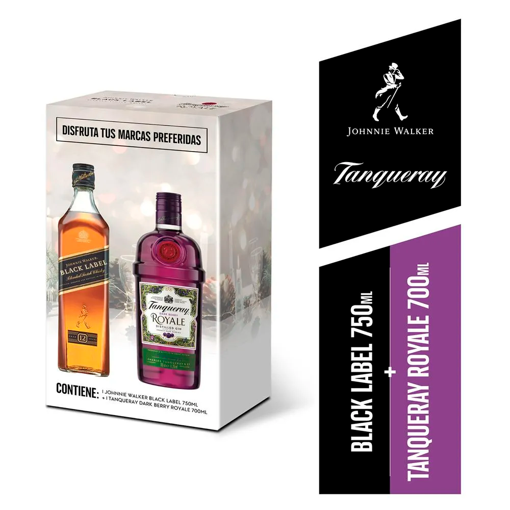 Pack Whisky J.Walker Black Label 750ml + Tanqueray Dark Berry Royale 700ml