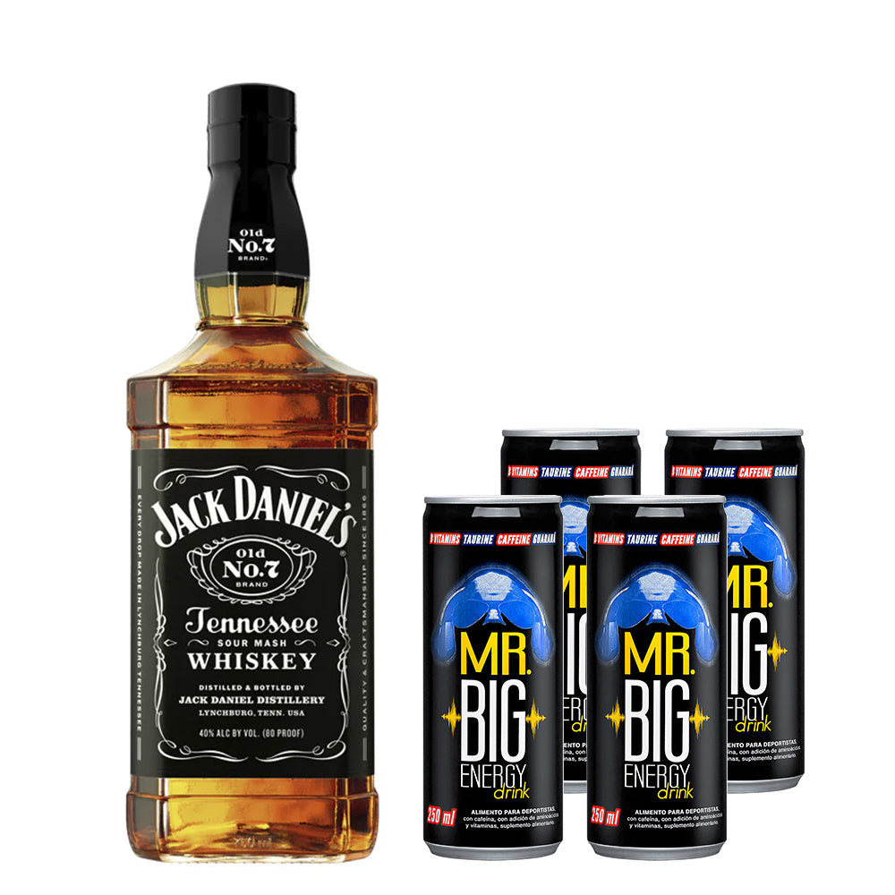 Whiskey Jack Daniel's Nº7 750cc + 4 Energéticas Mr Big 250cc