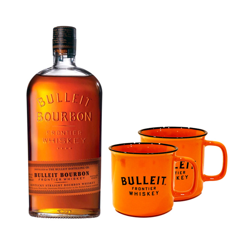 Whiskey Bulleit Bourbon 750cc + 2 Tazones Metálicos de Regalo