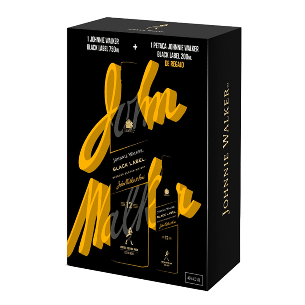 Pack Whisky Johnnie Walker Black Label 750cc + Petaca 200cc