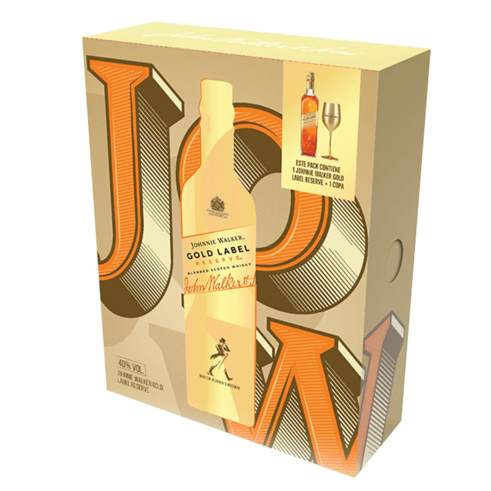 Whisky Johnnie Walker Gold Label Reserve 40º 750cc + Copa Metálica de Regalo