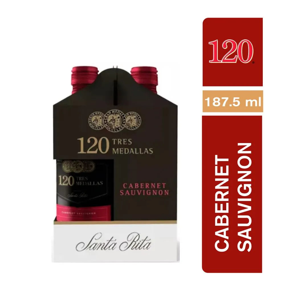 4x Vino 120 3 Medallas Cabernet Sauvignon 187,5cc