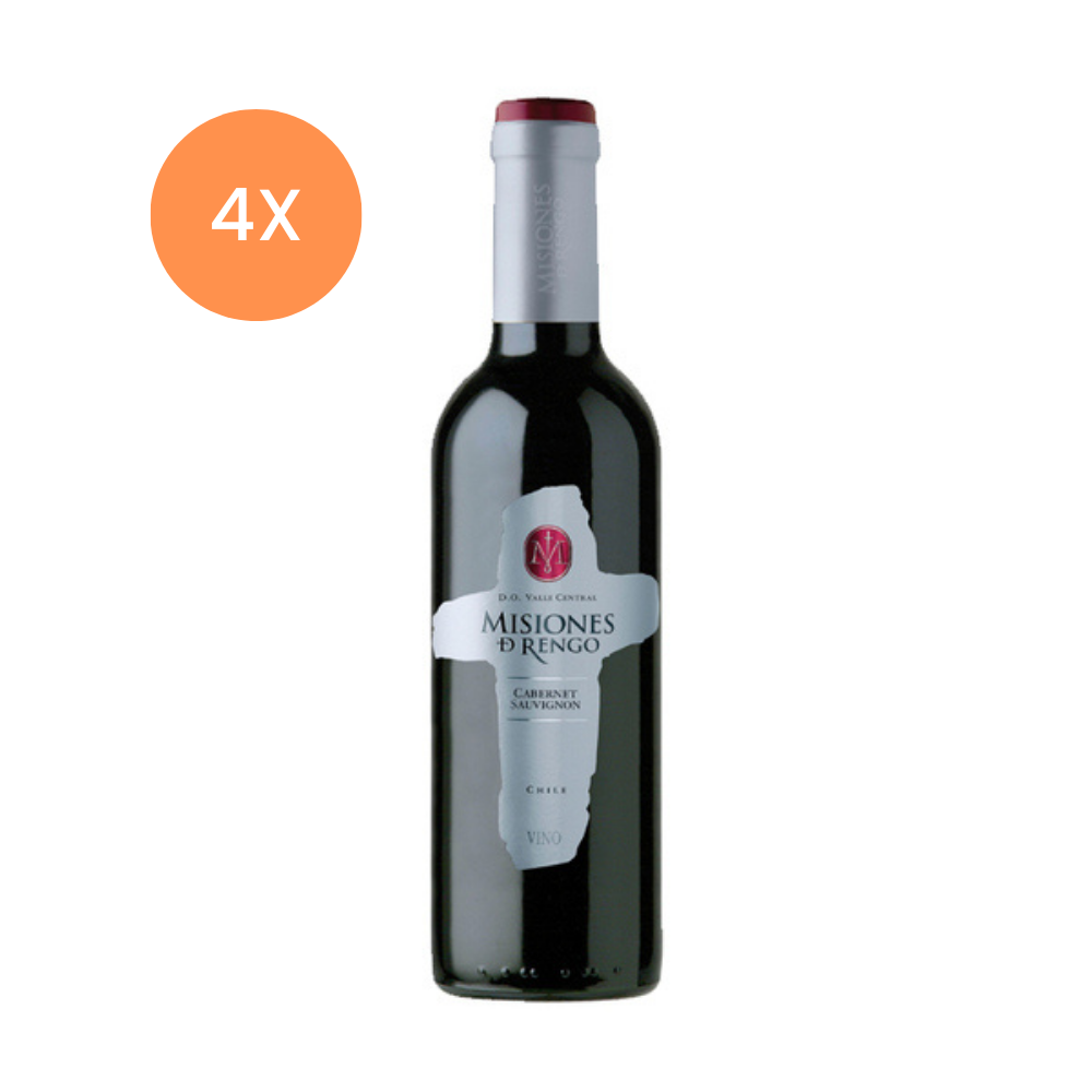 4x Vino Misiones de Rengo Varietal Cabernet Sauvignon Botellín 375cc