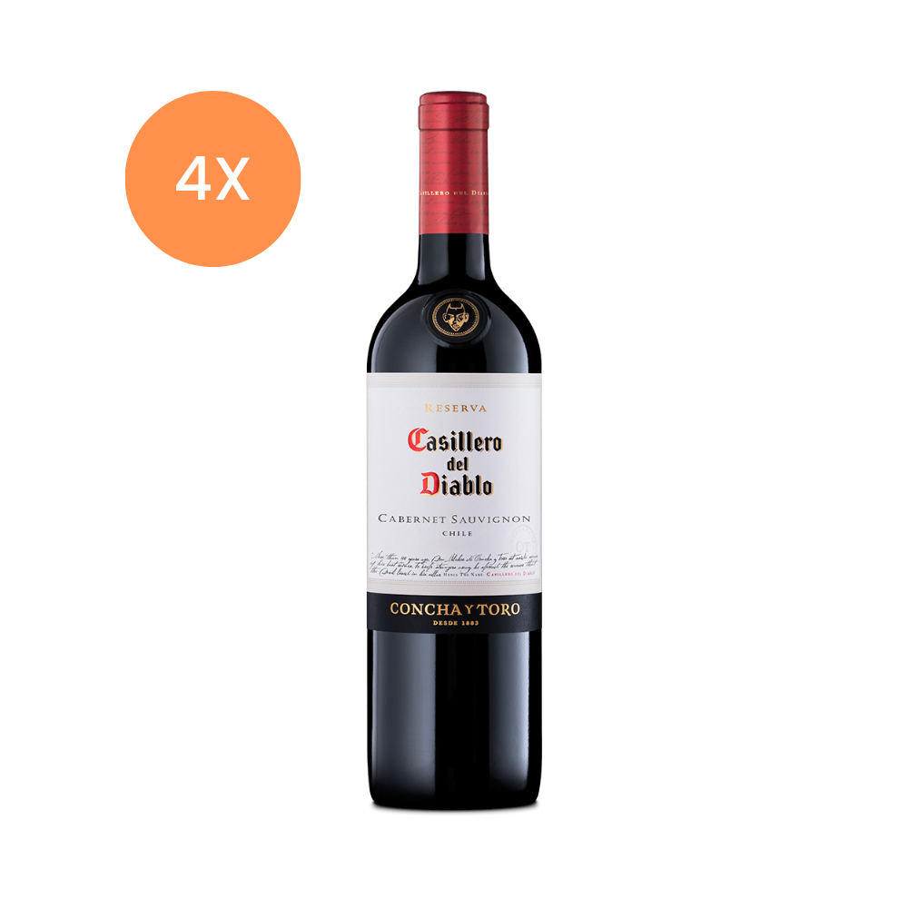 4x Vino Casillero Del Diablo Reserva Cabernet Sauvignon 13,5° 375cc