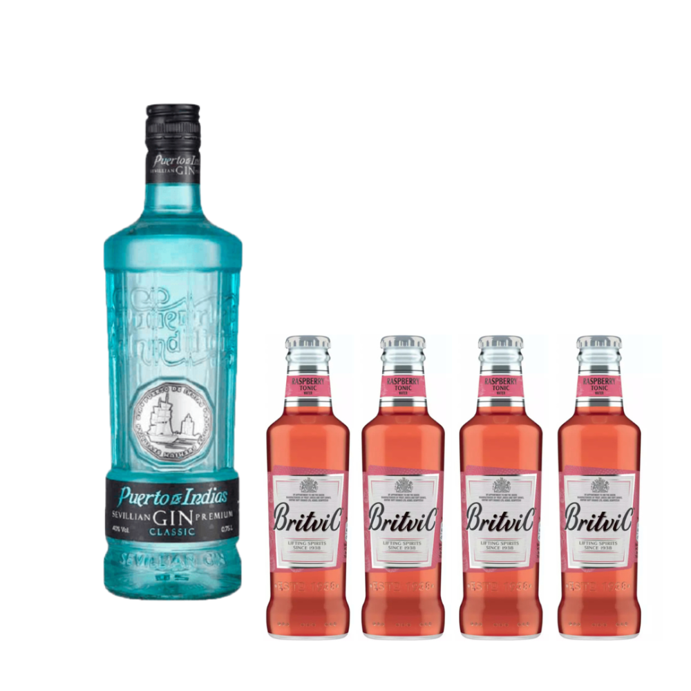 Gin Puerto de Indias Classic 700cc + 4 Britvic Raspberry 200cc de Regalo!!