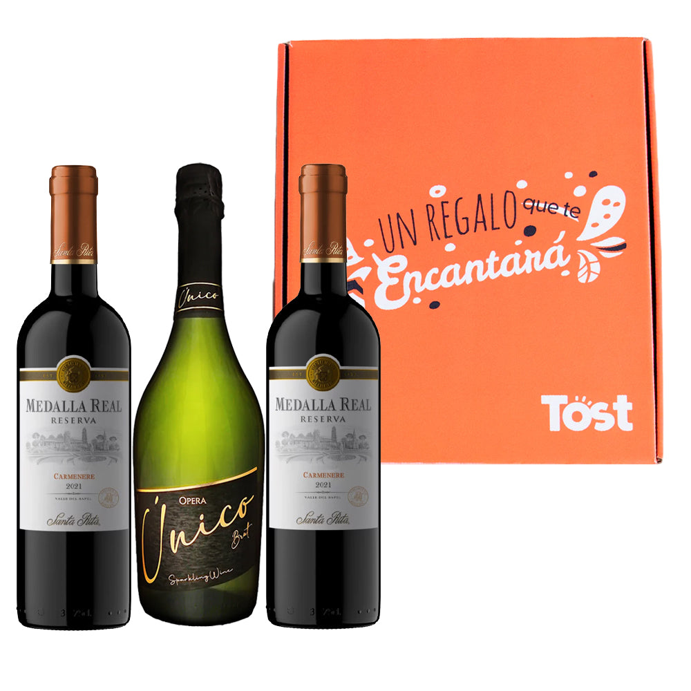 Pack de Regalo: 2 Vinos Reserva Carmenere 750cc + Espumante Brut 750cc