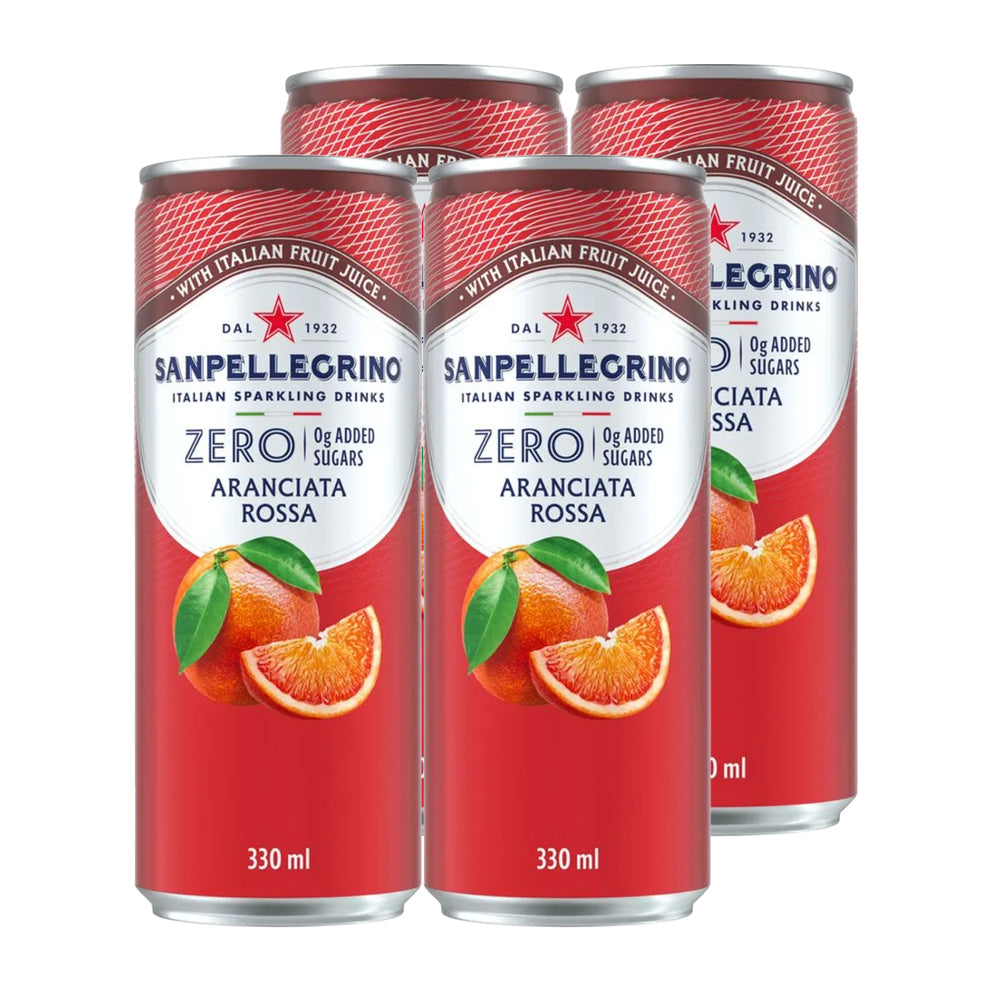 4x Agua San Pellegrino Aranciata Rossa Zero Lata 330cc
