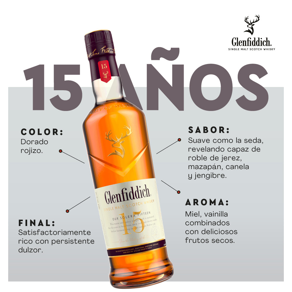 Whisky Glenfiddich 15 años Single Malt 750cc