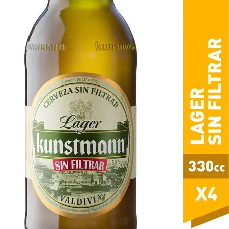 4x Cerveza Kunstmann Lager Sin filtrar 330cc