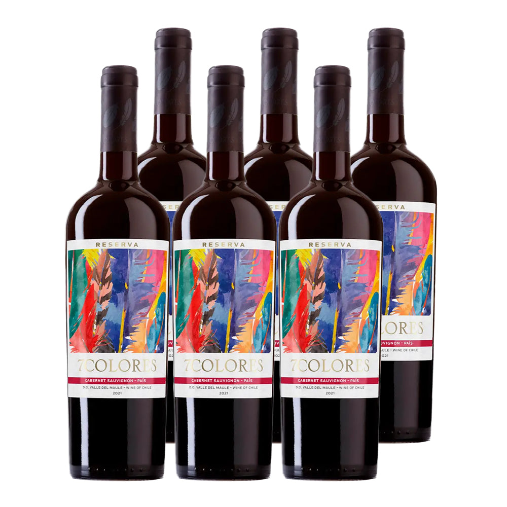 6x Vino 7 Colores Reserva Cabernet Sauvignon - País 750cc