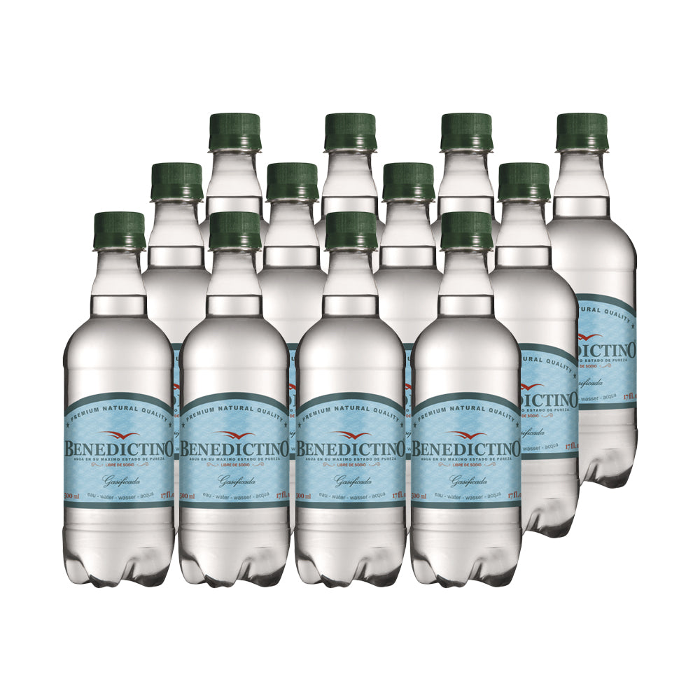 12x Agua Purificada Benedictino con Gas 500cc
