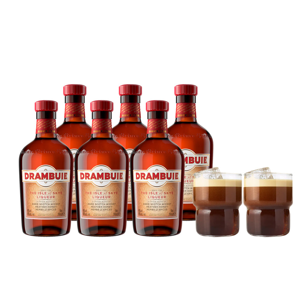 Licor de Whisky Drambuie 750cc + 2 Vasos de Regalo