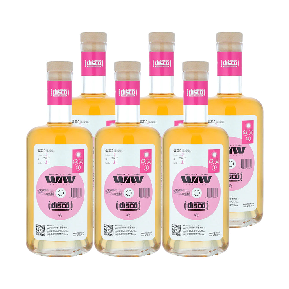 6x Destilado Nacional Sin Alcohol Disco Wav 700cc