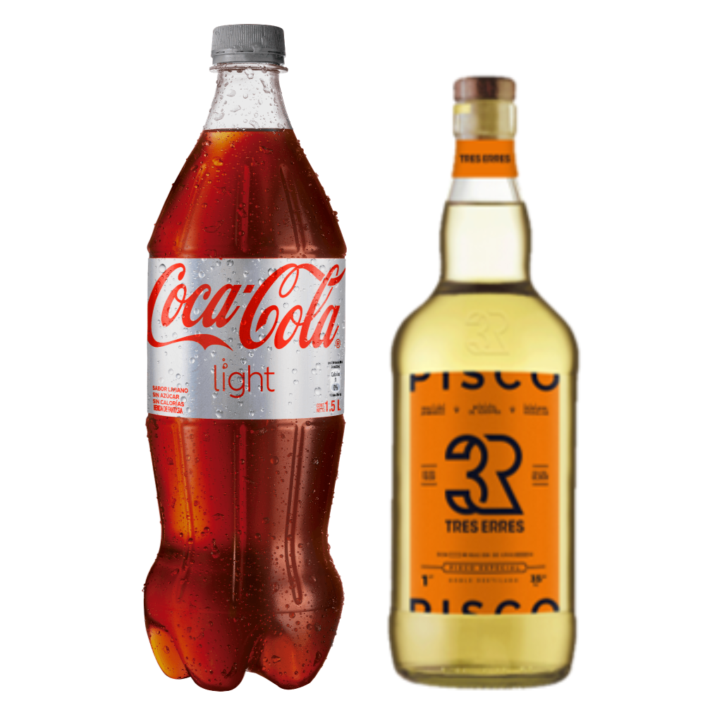 Pack Piscola Tres Erres 1000cc + Coca Cola Light 1.500cc
