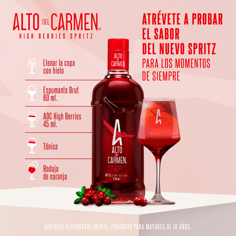 Pisco Alto Del Carmen High Berries 40º 750cc