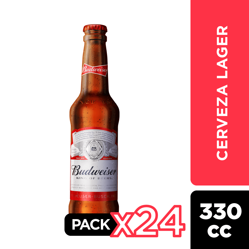 24x Cerveza Budweiser Botellín 330cc