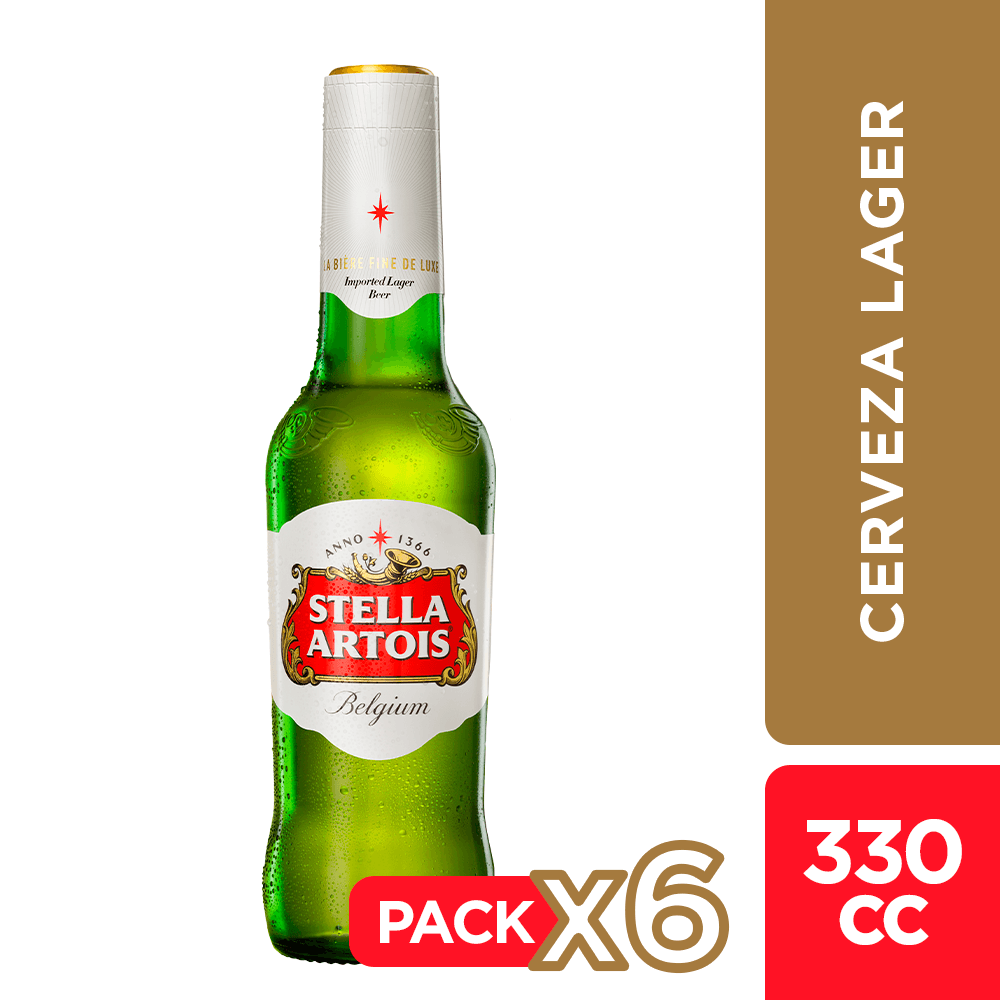6x Cerveza Stella Artois Botellín 330cc