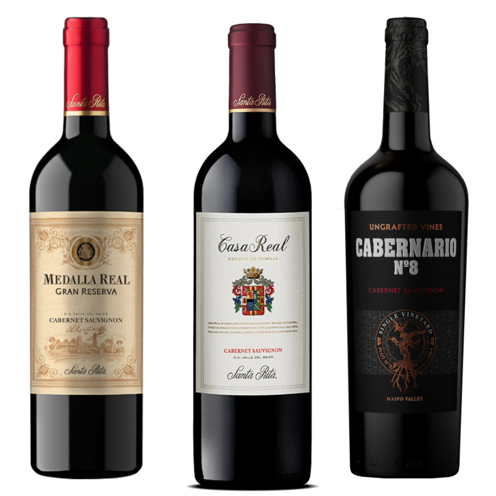 Pack Vinos 750cc Gran Reserva Cabernet Sauvignon: Medalla Real + Cabernario + Casa Real