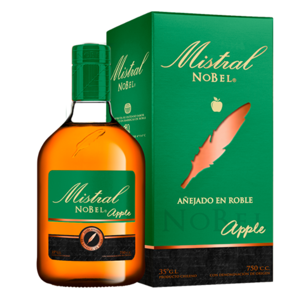 Pisco Mistral Nobel Apple 35º 750cc + Vaso de Vidrio Mistral